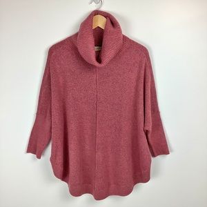 LOFT Cowlneck Poncho Sweater Pink Mauve Medium